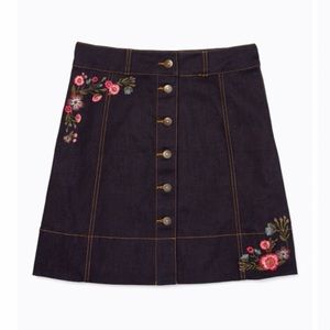 Kate Spade Broome St Embroidered Mini Denim Skirt